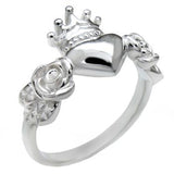 Sterling Silver Heart-Crown Ring