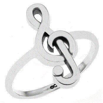 Sterling Silver Treble Clef Music Note Ring
