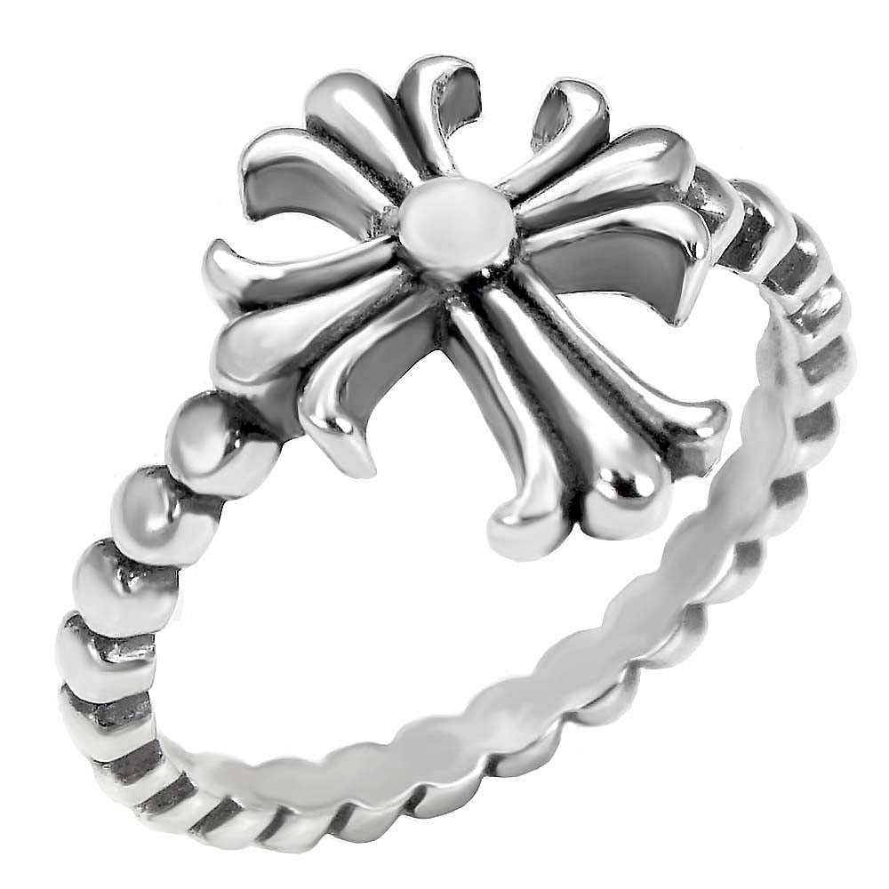 Sterling Silver Oxidized Cross Shaped Ring