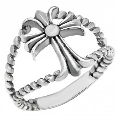 Sterling Silver Oxidized Cross Shaped Ring