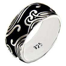 Load image into Gallery viewer, Sterling Silver Oxidized Ocean Wave Band Ring
