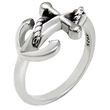 Load image into Gallery viewer, Sterling Silver Oxidized Anchor Shaped Ring