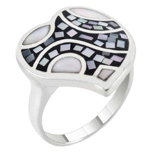 Load image into Gallery viewer, Sterling Silver Mosaic MOP Heart RingAnd Diameter 17.5mm