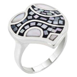 Sterling Silver Mosaic MOP Heart RingAnd Diameter 17.5mm