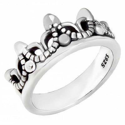Sterling Silver Oxidized Crown Shaped Ring
