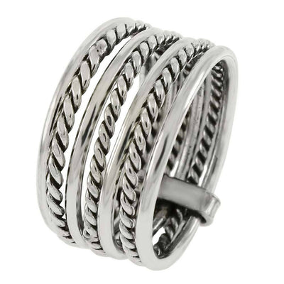Sterling Silver Seven Band Stacked RingAnd Weight 6.3 gramAnd Width 10mm