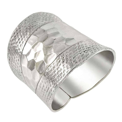 Sterling Silver Hammered Style Adjustable RingAnd Weight 8.1 gramAnd Width 23mm
