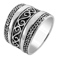 Load image into Gallery viewer, Sterling Silver Bali Style Oxidized Band RingAnd Width 15mmAnd Weight 7.8gram