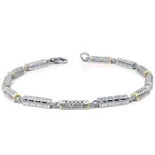Load image into Gallery viewer, Sterling Silver Rhodium Finished Two Tone White Round Topaz Bracelet with Bracelet Diamension of 4MMx190.5MM