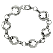 Load image into Gallery viewer, Sterling Silver Rhodium Finished Cutting Cross Bracelet with Bracelet width of 14MM