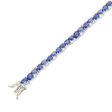 Load image into Gallery viewer, Sterling Silver Tanzanite Cubic Zirconia Tennis Bracelet