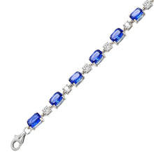 Load image into Gallery viewer, Sterling Silver Simulated Tanzanite Cubic Zirconia Tennis Bracelet