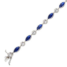 Load image into Gallery viewer, Sterling Silver Marquise-Cut Tanzanite and Round Tennis Bracelet