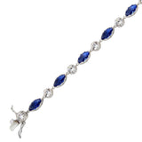 Sterling Silver Marquise-Cut Tanzanite and Round Tennis Bracelet