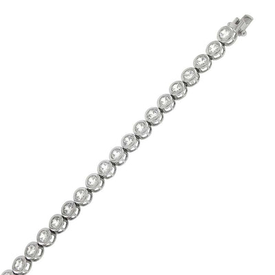 Sterling Silver Straight Line Round Cz Tennis Bracelet with Bracelet Dimension of 5MMx177.8MM