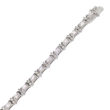 Load image into Gallery viewer, Sterling Silver Prong Set Round Cz and Baguette Cz Tennis Bracelet with Bracelet Dimension of 5MMx177.8MM