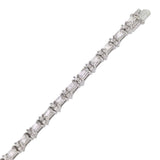 Sterling Silver Prong Set Round Cz and Baguette Cz Tennis Bracelet with Bracelet Dimension of 5MMx177.8MM