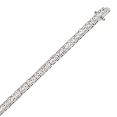 Sterling Silver Square Cz Tennis Bracelet with Bracelet Width of 4MM