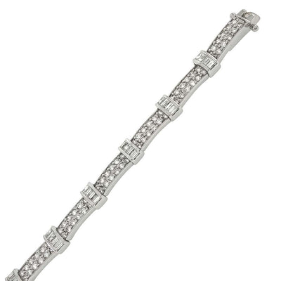 Sterling Silver Belt Shape Cz Tennis Bracelet with Bracelet Width of 7MM