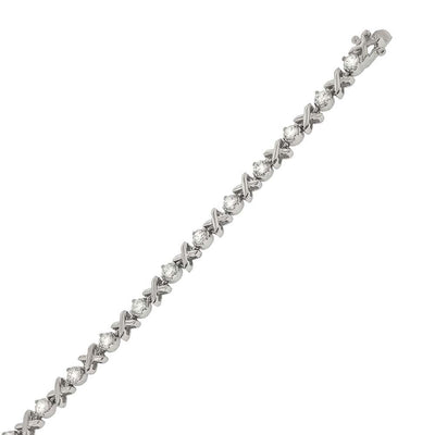 Sterling Silver Kiss and Huge CZ Tennis Bracelet