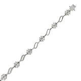 Sterling Silver Flower Tennis Bracelet with Clear CzAnd Bracelet Dimension of 5MMx177.8MM