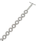Sterling Silver Connecting Circle Cz Tennis Bracelet with Bracelet Width of 10MM
