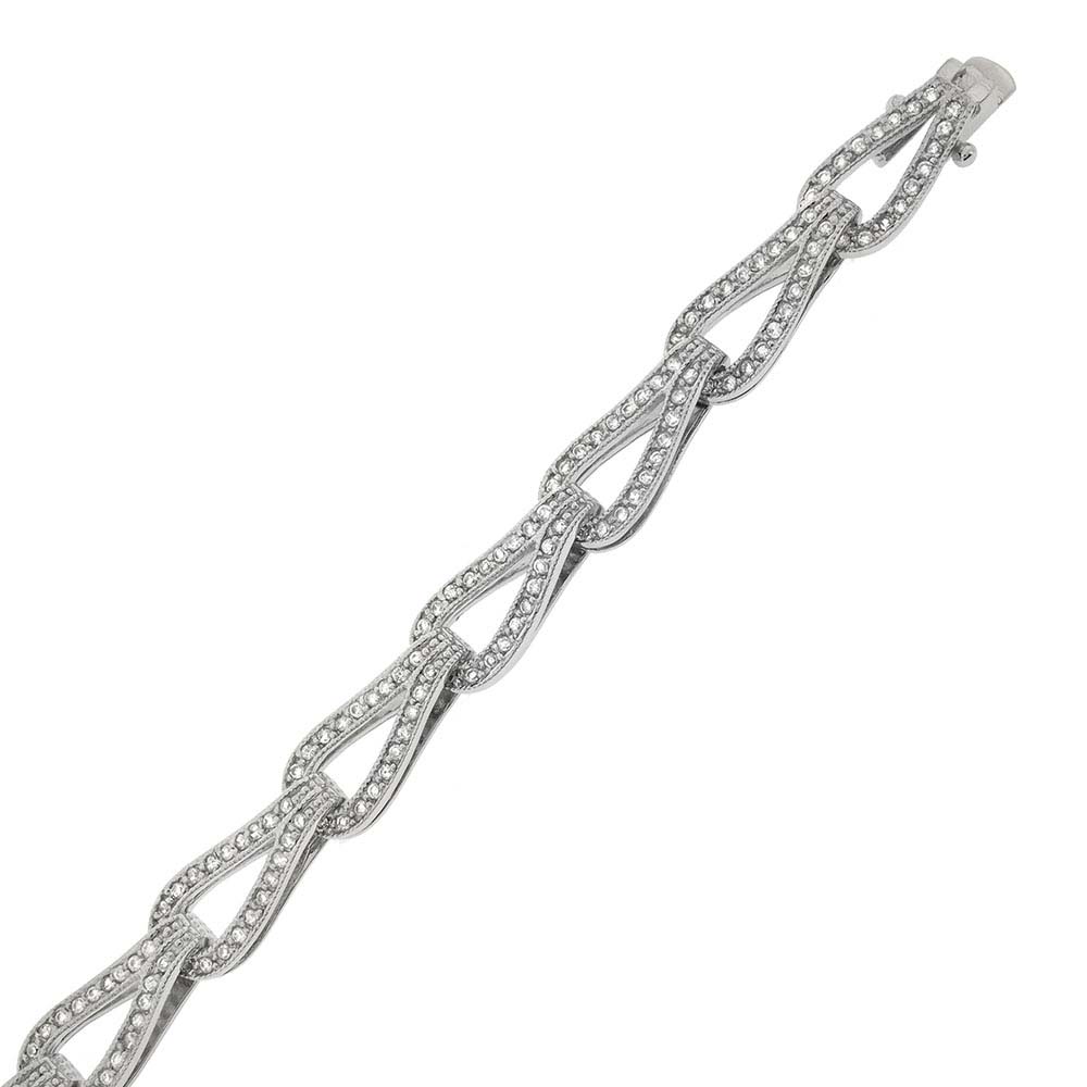 Sterling Silver Pave Set Cz Knot Shape Tennis Bracelet with Bracelet Width of 9MM