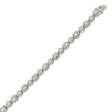 Sterling Silver Bezel Set Princess and Round Cz Tennis Bracelet with Bracelet Dimension of 5MMx184.15MM