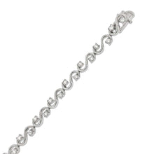 Load image into Gallery viewer, Sterling Silver Round Cz on S-Shape Tennis Bracelet with Bracelet Width of 7MM