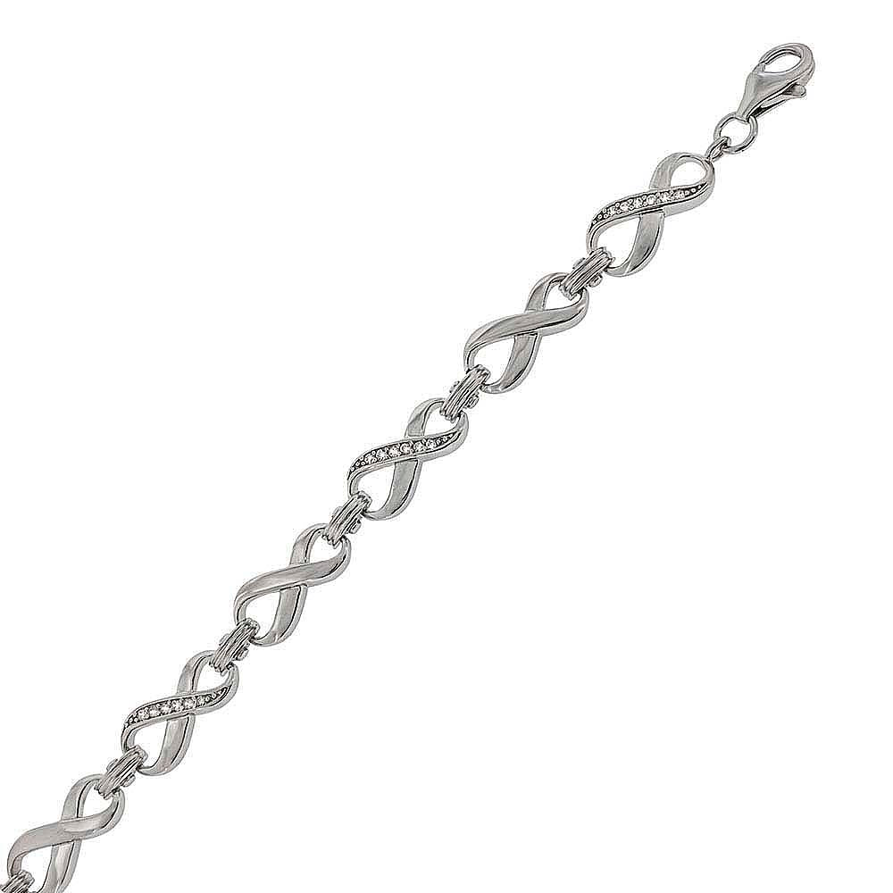 Sterling Silver Inifinity Sign Tennis Bracelet with Clear CzAnd Bracelet Dimension of 7MMx190.5MM