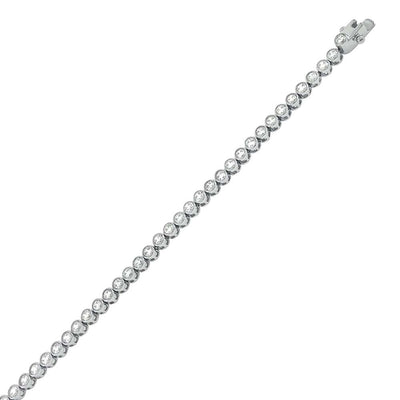 Sterling Silver Rhodium Plated Bezel Set Round Cz Tennis Bracelet with Bracelet Width of 3.5MM