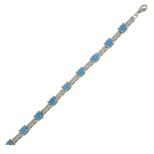 Load image into Gallery viewer, Sterling Silver Sky Blue Quarts With Cubic Zirconia Tennis BraceletAnd Weight 9gramAnd Length 8 1/2 inchesAnd Width 4.2mm
