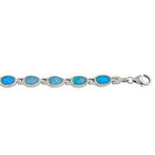 Load image into Gallery viewer, Sterling Silver Oval Simulated Blue Opal BraceletAnd Weight 15.3 gramAnd Length 7 ��� inchAnd Width 6.6 mm