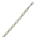 Sterling Silver Oval Simulated White Opal BraceletAnd Weight 15.3 gramAnd Length 7 ��� inchAnd Width 6.6 mm