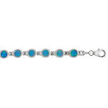 Load image into Gallery viewer, Sterling Silver Blue Opal Round Shaped BraceletAnd Weight 15.3 gramAnd Length 7 ��� inchAnd Width 7mm