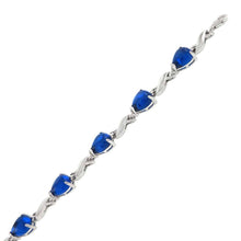 Load image into Gallery viewer, Sterling Silver Pear Shape Blue Spinel Stone Rhodium BraceletAnd Length 1/2 inchesAnd Width 7.4mm