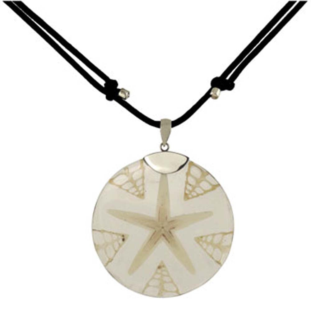 Sterling Silver Starfish Shell Pendant with CordAnd Pendant Diameter of 50.8MM and Pendant Length of 63.5MM