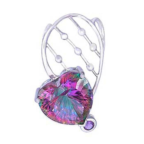 Sterling Silver Heart Shape Mystiq Topaz Pendant with Pendant Dimension of 18MMx36.51MM