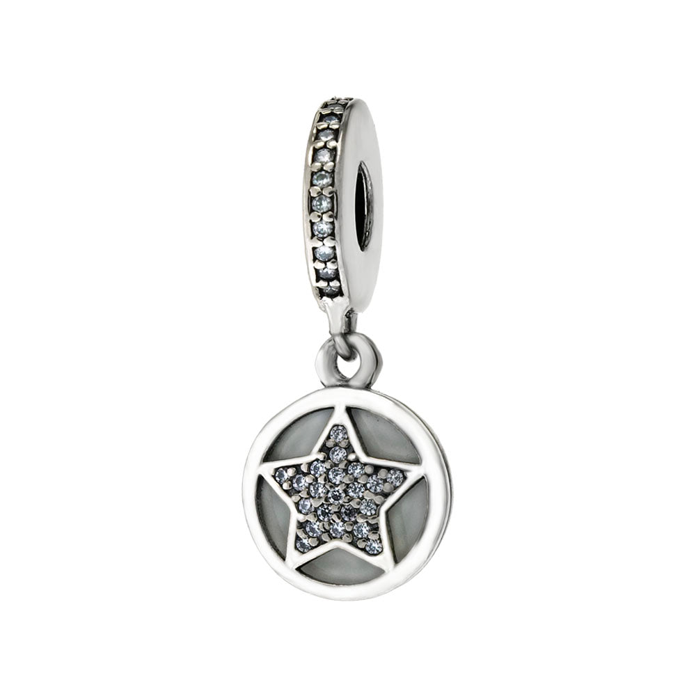 Sterling Silver Star CZ Slider Charm Pendant