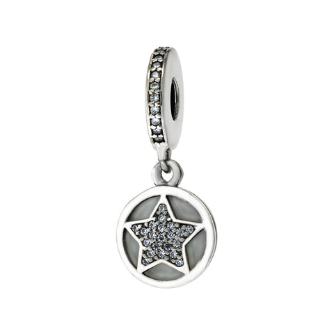 Sterling Silver Star CZ Slider Charm Pendant