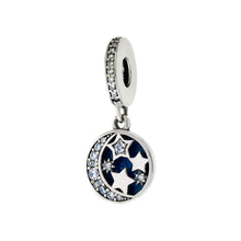 Load image into Gallery viewer, Sterling Silver STAR and Moon CZ Slider Charm Pendant