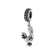 Load image into Gallery viewer, Sterling Silver Rooster Charm Oxidized Slider Pendant