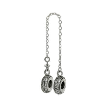 Load image into Gallery viewer, Sterling Silver 3 Lines Pave CZ Double Slider With Chain
