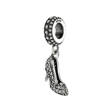 Load image into Gallery viewer, Sterling Silver CZ High Heel Shoe Oxidized Slider Charm Pendant