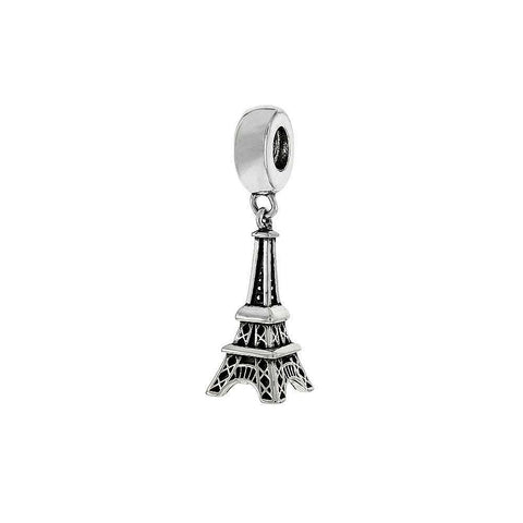 Sterling Silver Eiffel Tower Oxidized Slider Pendant