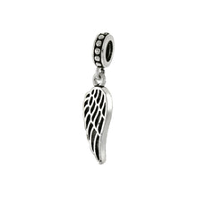 Load image into Gallery viewer, Sterling Silver Oxidized Perforated Angel Wing Slider Pendant