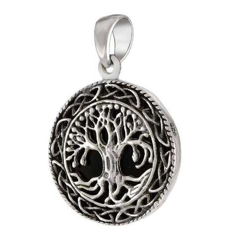 Sterling Silver Tree Of Life Black Oxidize PendantAnd Diameter 25mm