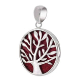 Sterling Silver Tree Of Life Red Coral Pendant