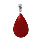 Sterling Silver Pear Shape Red Coral PendantAnd Width 19 mm