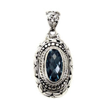 Load image into Gallery viewer, Sterling Silver Oxidized Blue Topaz Pendant with Pendant Dimension of 12.6MMx38.1MM